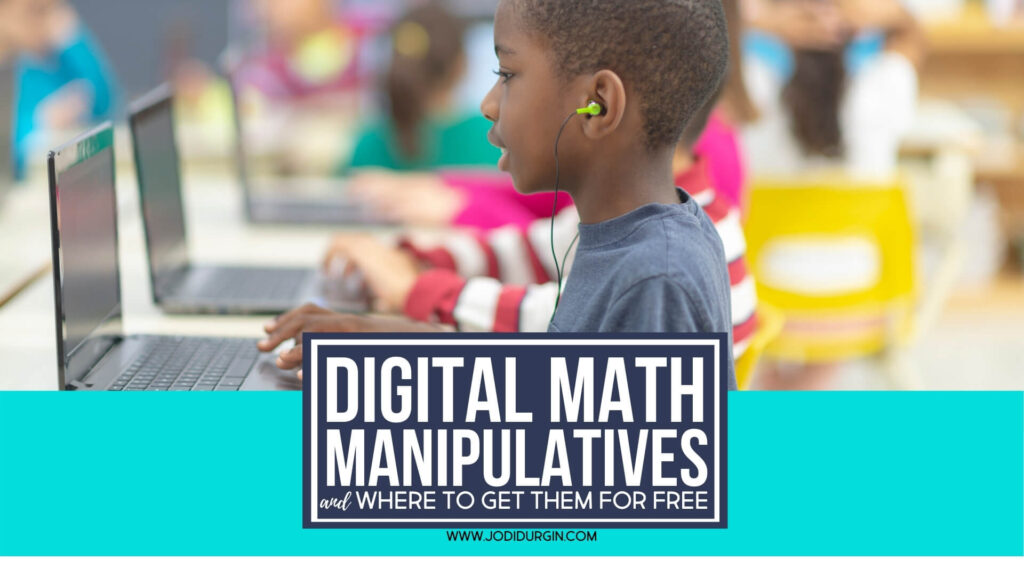 student using digital math manipulatives
