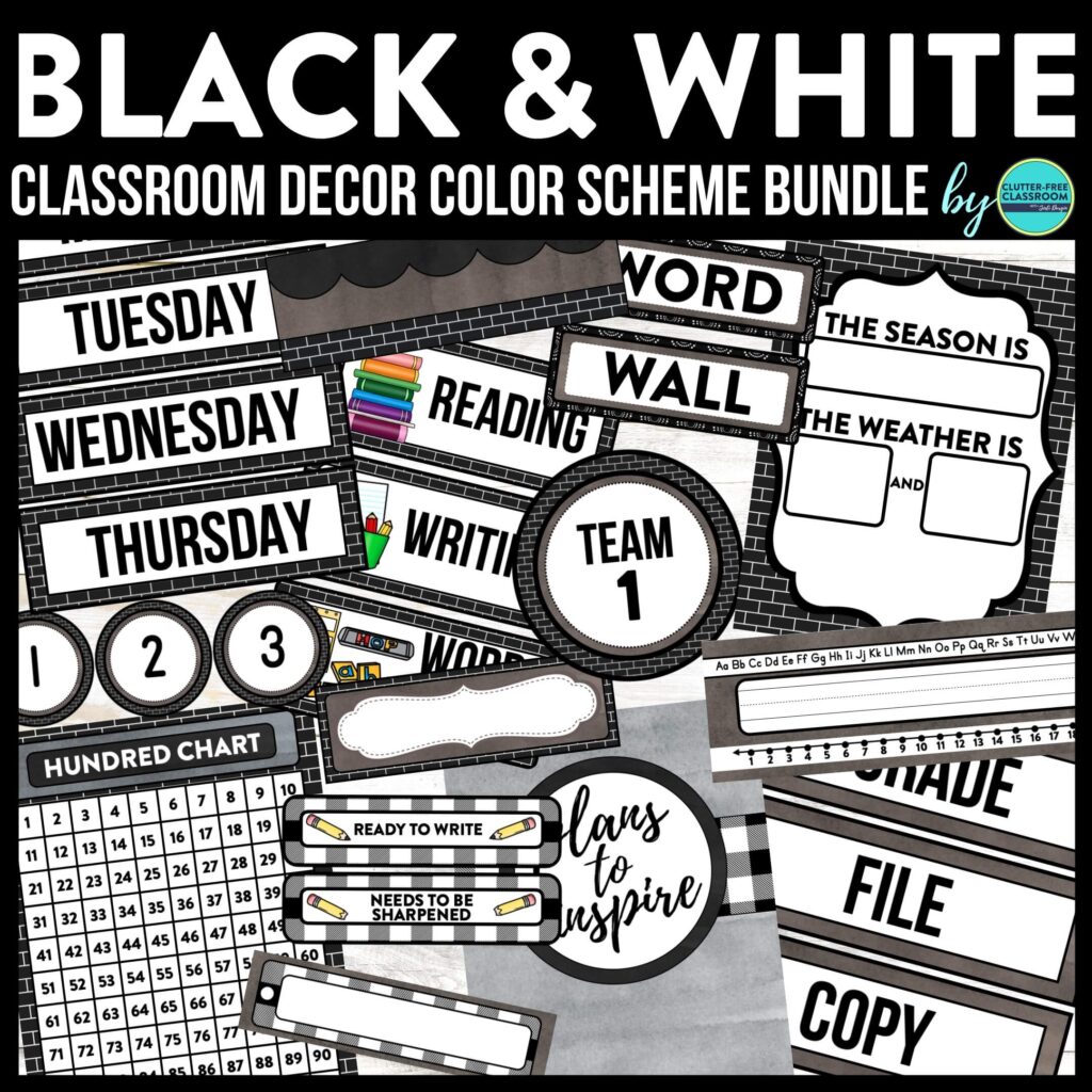 black and white classroom theme