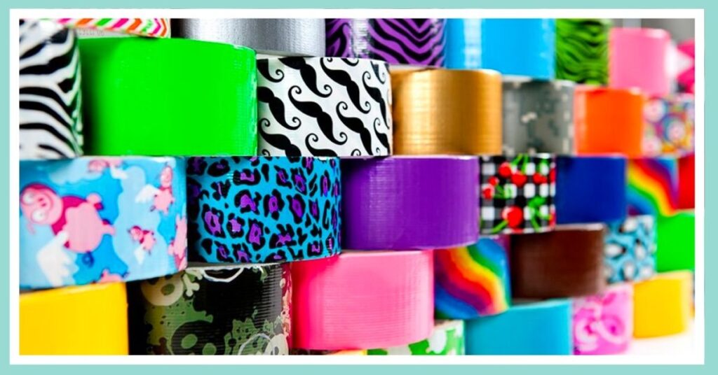 wall of colorful patterned duct tape