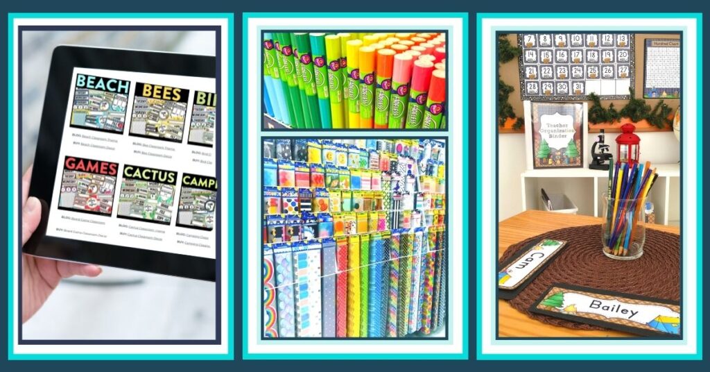a collage of elementary classroom decor resources
