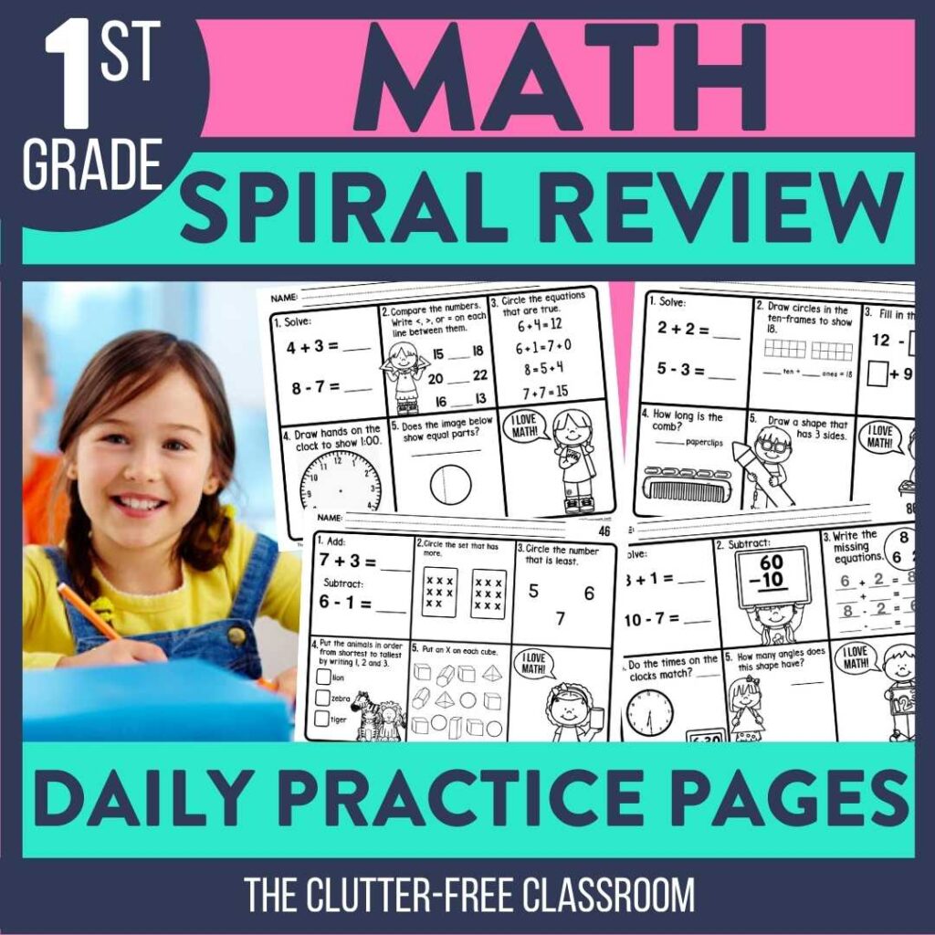 first grade math spiral review activities