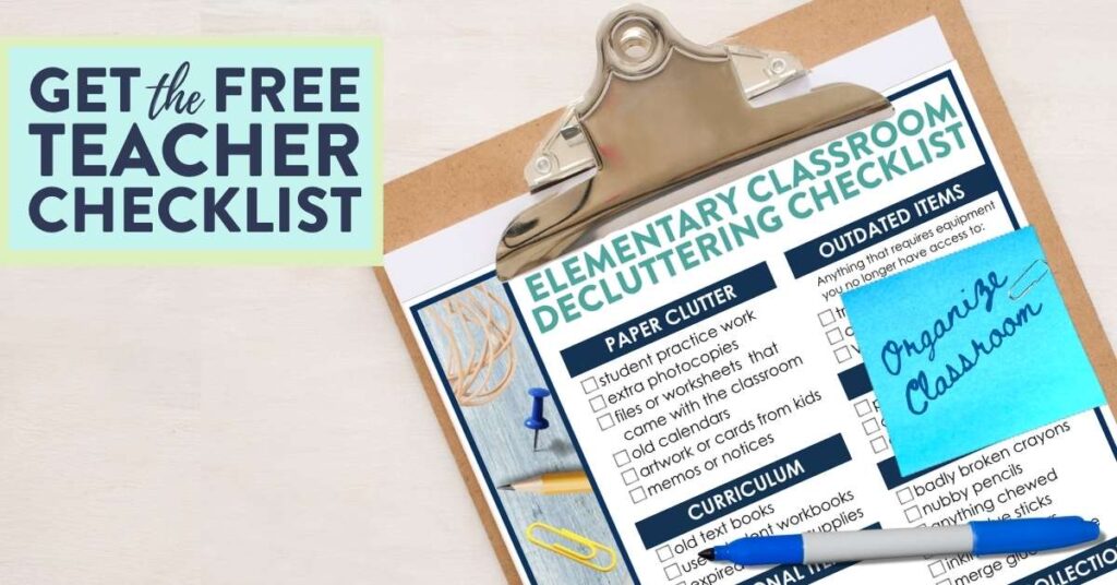 free checklist for elementary teachers about classroom organization