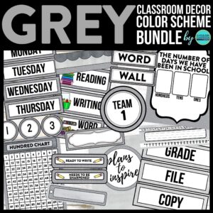 grey classroom theme decor