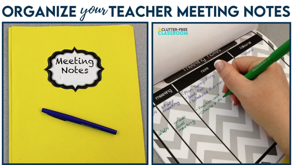 teacher meeting notes folder and printables