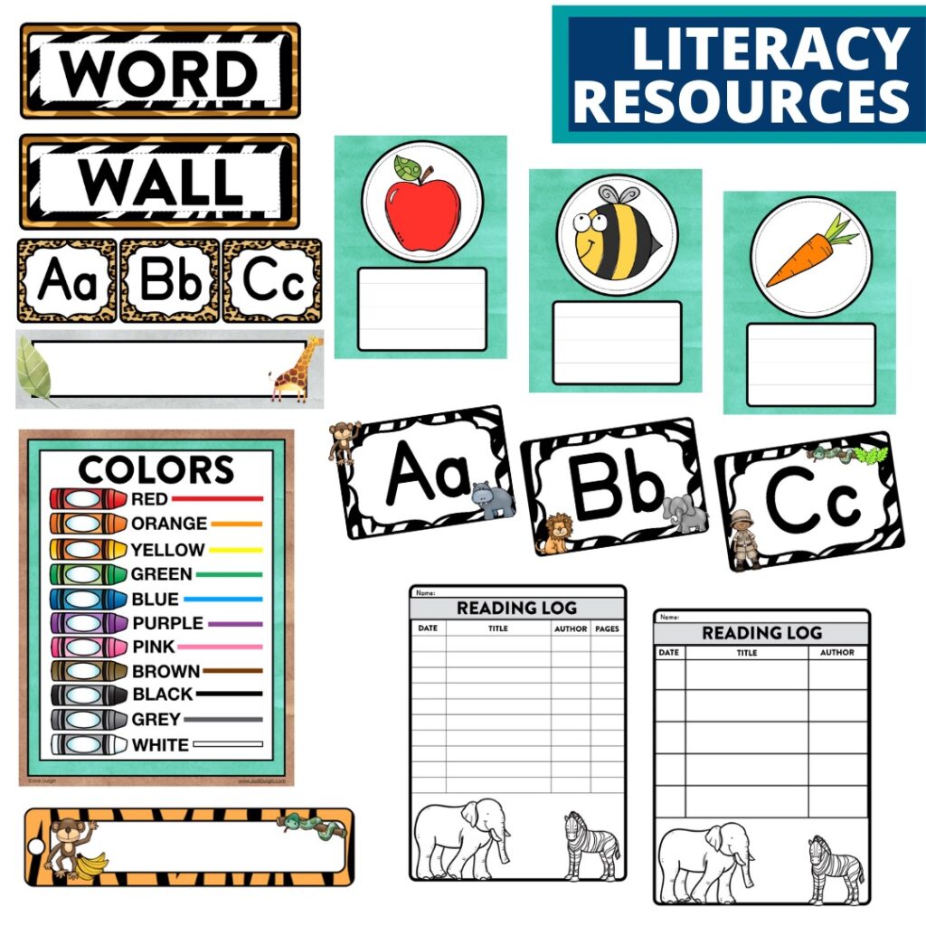 jungle classroom theme word wall and other literacy resources