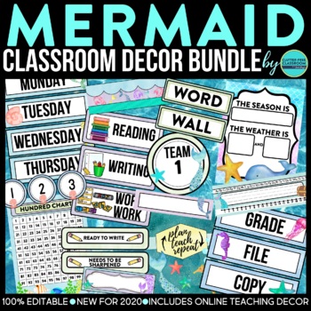 mermaid classroom decor bundle