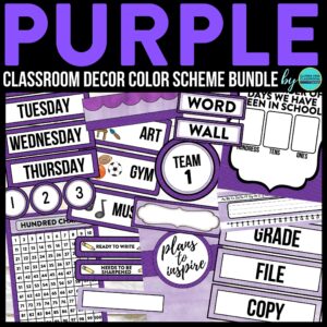 purple classroom decor