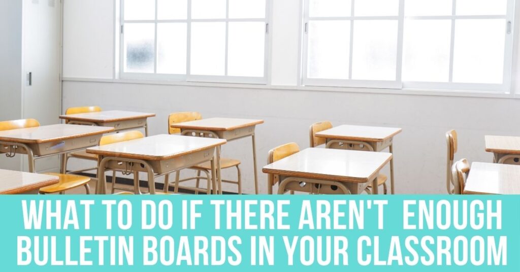 student desks near the windows in a classroom
