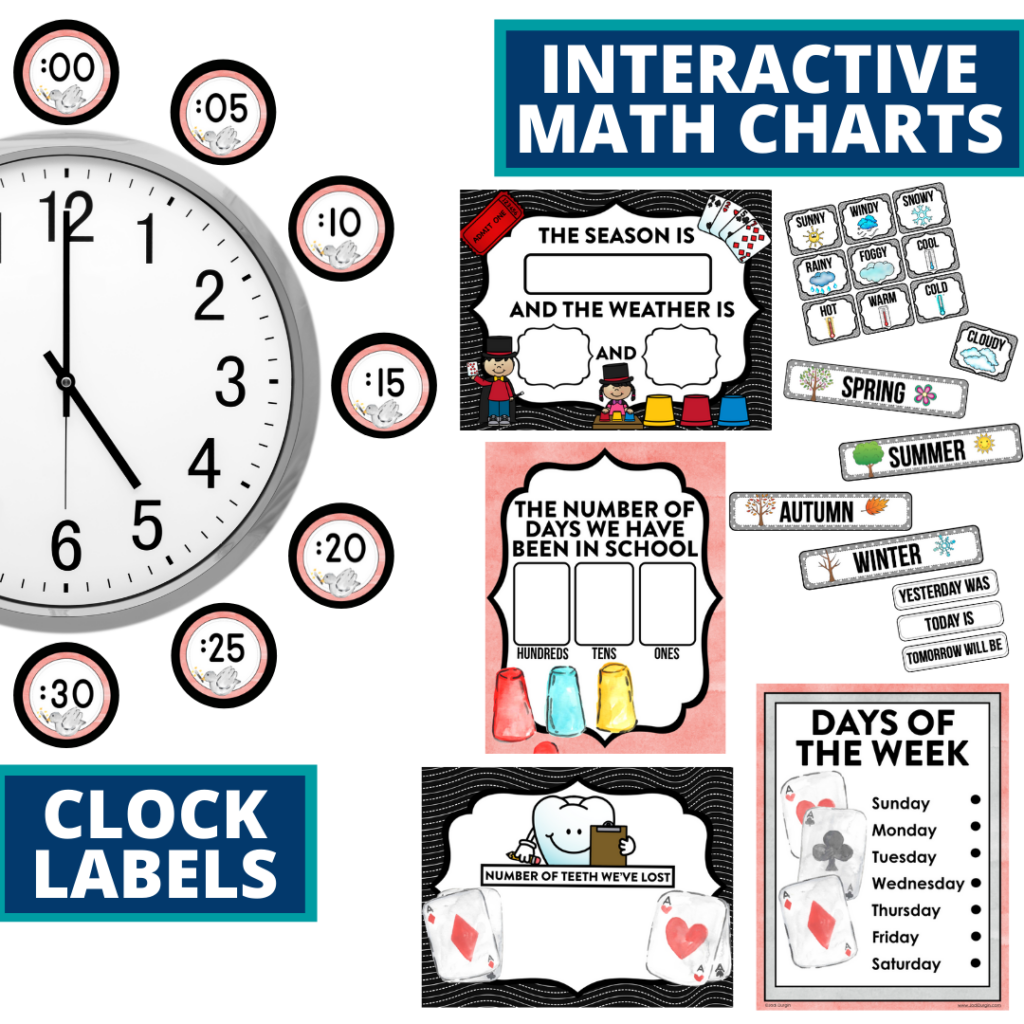 magic themed math resources for telling time, place value and the days of the week