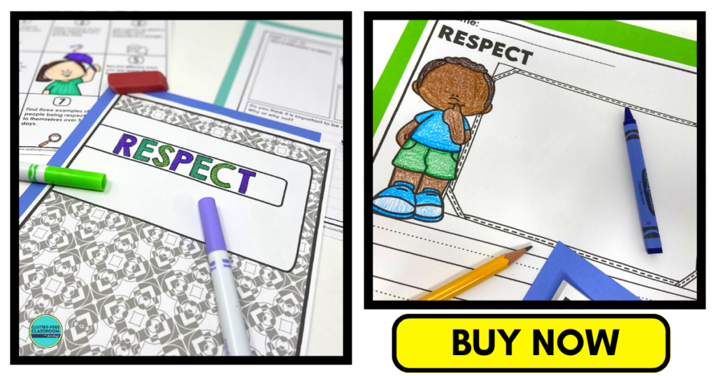 respect coloring page and writing activities