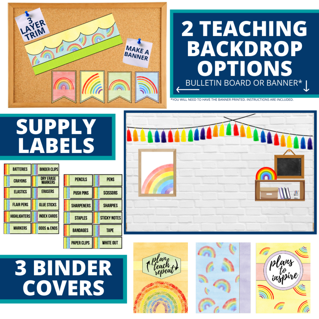 rainbow themed background for a cheap and easy online teaching or a VIP kid backdrop