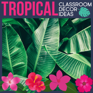 a bright colors tropical classroom theme with decor for elementary teachers