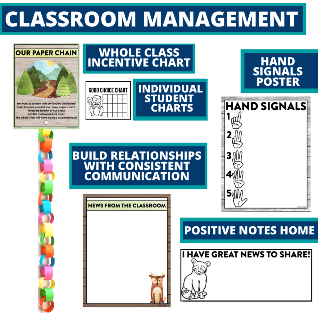 woodland themed tools for improving student behavior in an elementary classroom